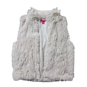 White faux fur look Betsy Johnson vest